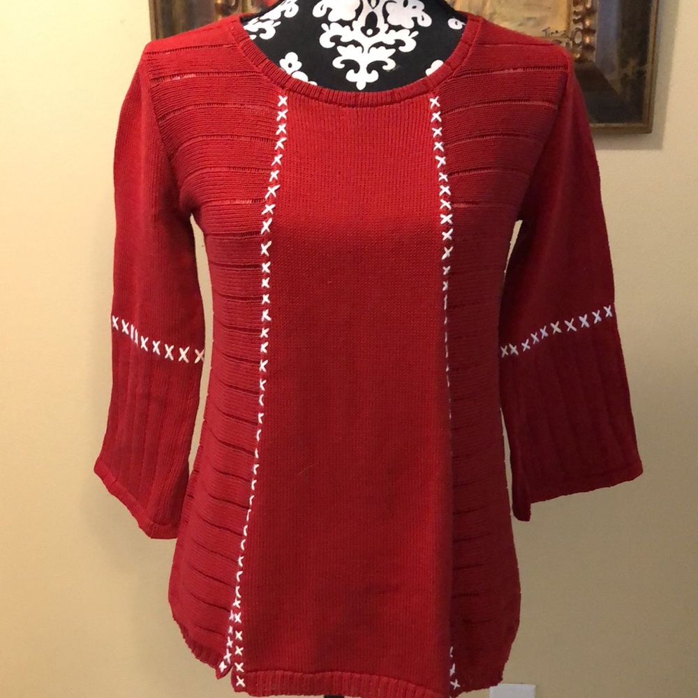 ❤️Elaris Bell long sleeve cross stitched detail soft stretchy sweater